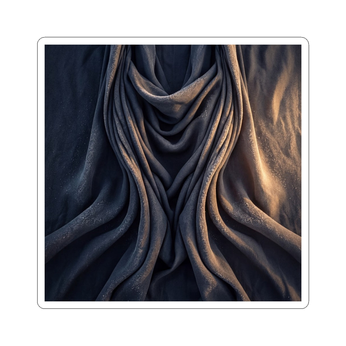 Silk Drape Winter Sticker | Dark Japandi Luxurious Design Art Print