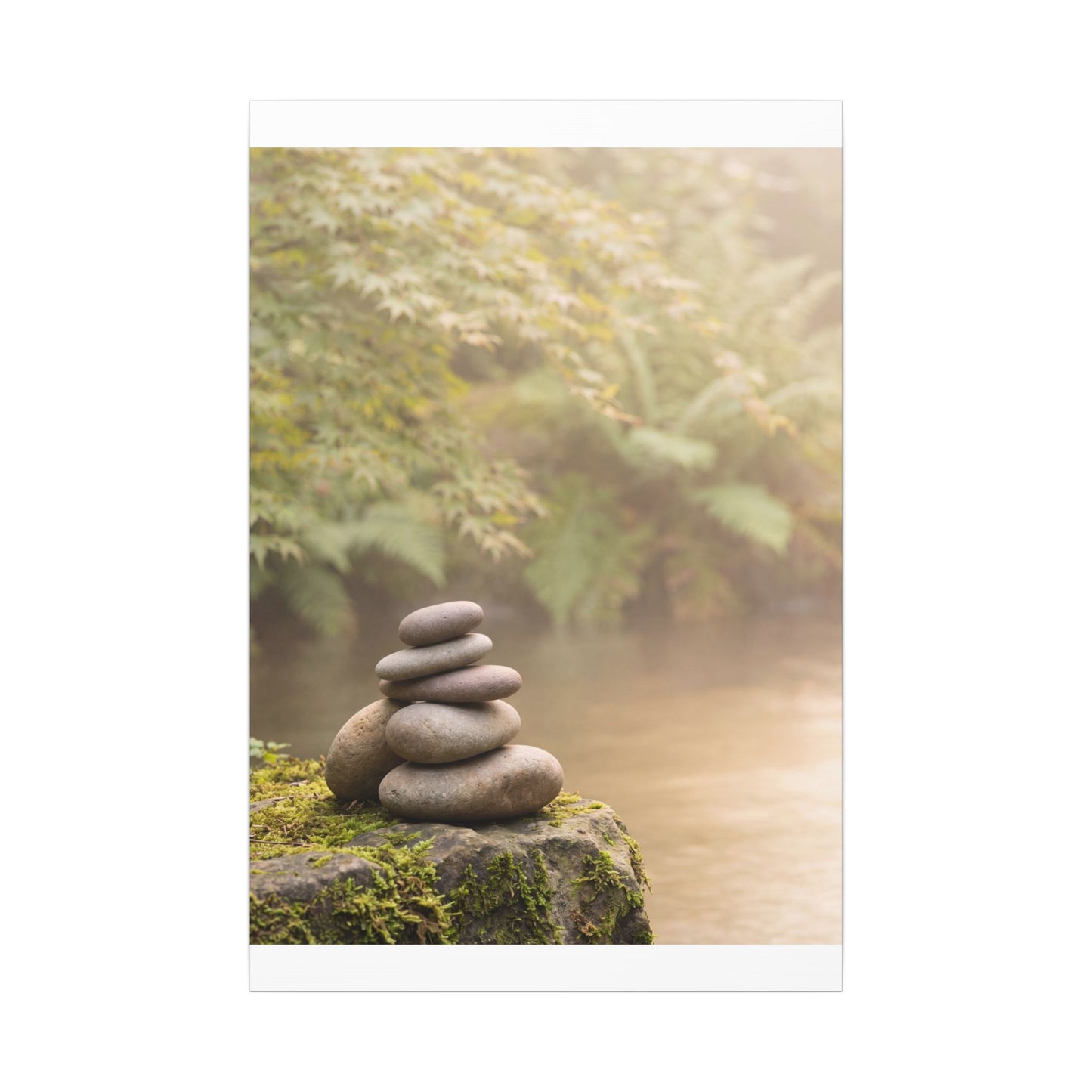 Cozy River Stones Canvas Art - Japanese Pattern Japandi