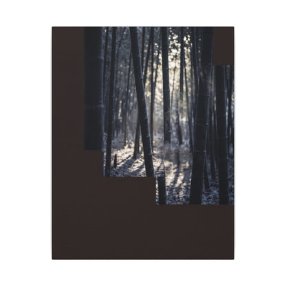 Bamboo Grove Canvas Art | Winter Dark Japandi Moody Minimal Art