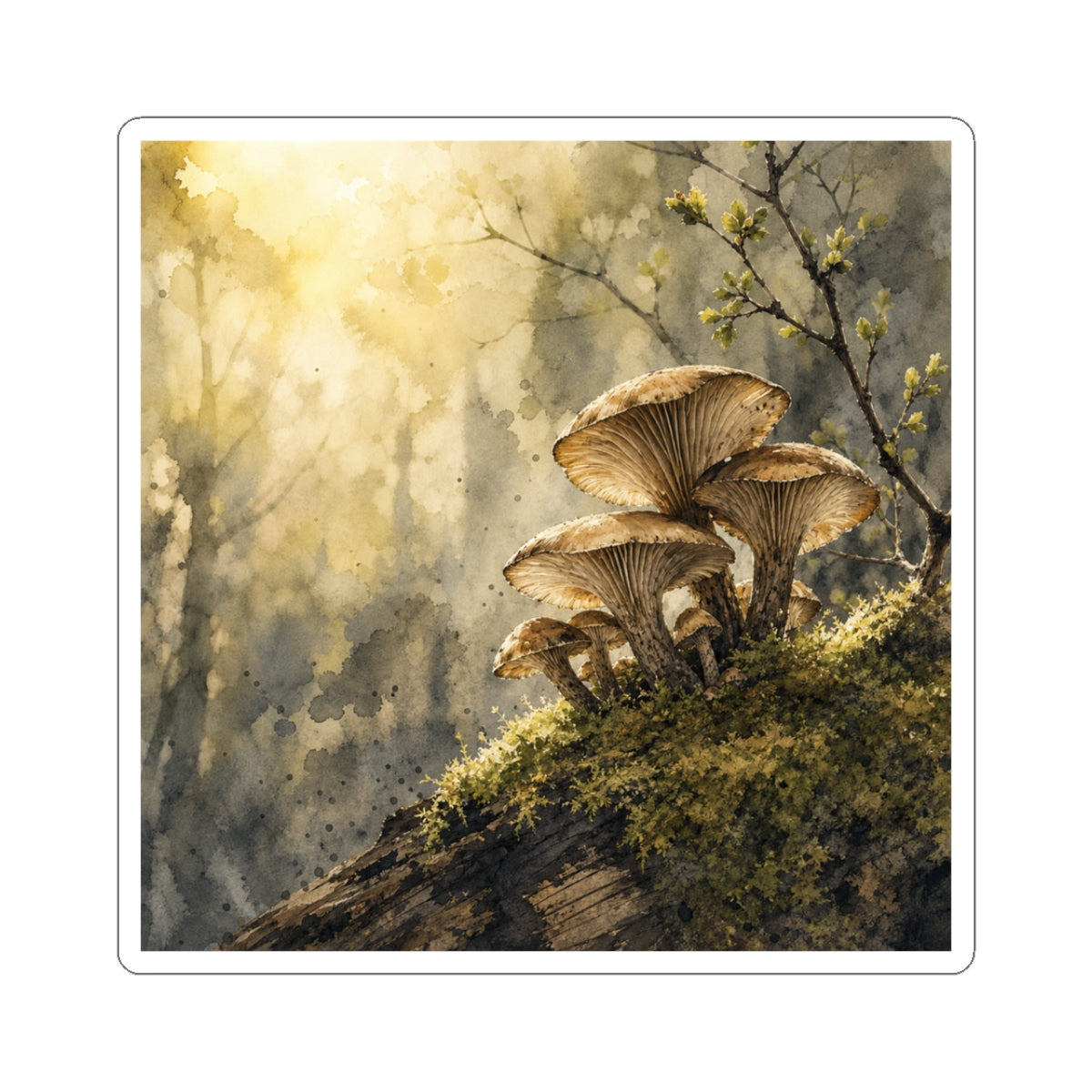 Golden Hour Wild Mushrooms Sticker - Japandi Ma