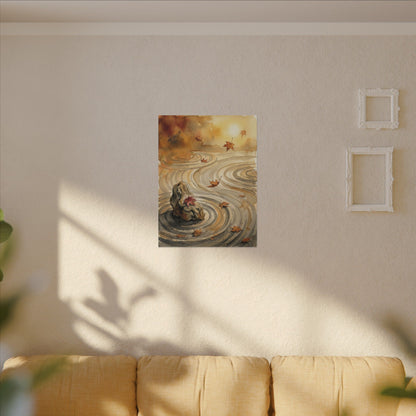 Autumn Rock Garden Watercolor Canvas Art | Neutral Decor
