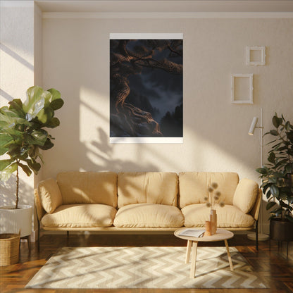 Bold Pine Tree Canvas Art - Shadow Zen Dark Japandi