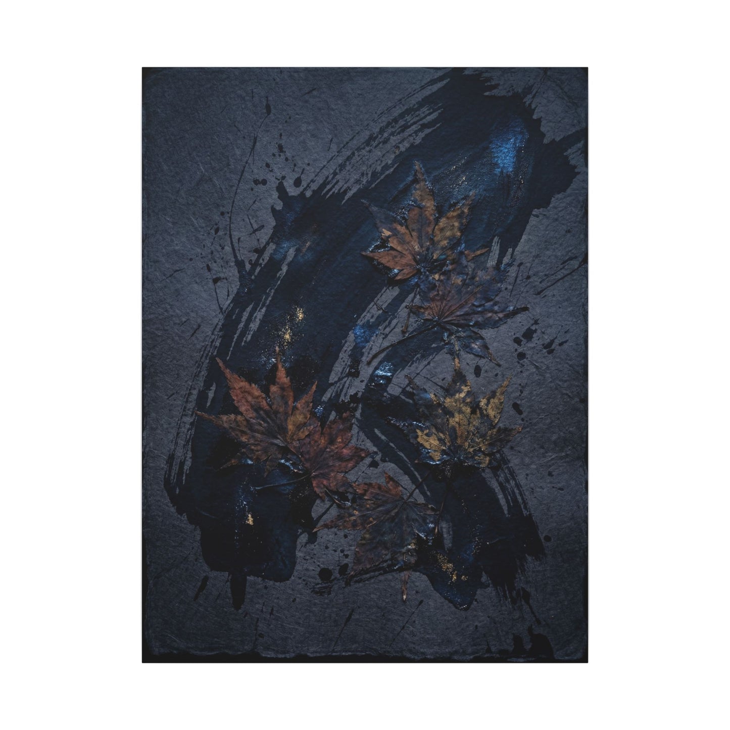 Sophisticated Ink Brushstroke Canvas Art - Dark Texture Dark Japandi