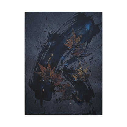 Sophisticated Ink Brushstroke Canvas Art - Dark Texture Dark Japandi