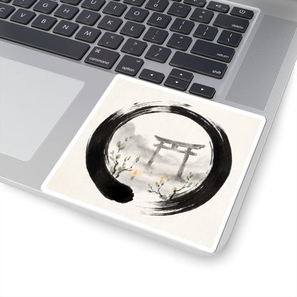 Calm Torii Gate Sticker - Enso Zen Art Print