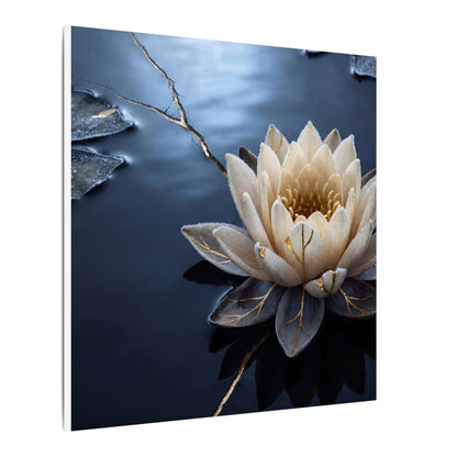 Beautiful Lotus Flower Canvas Art - Gold Vein Kintsugi