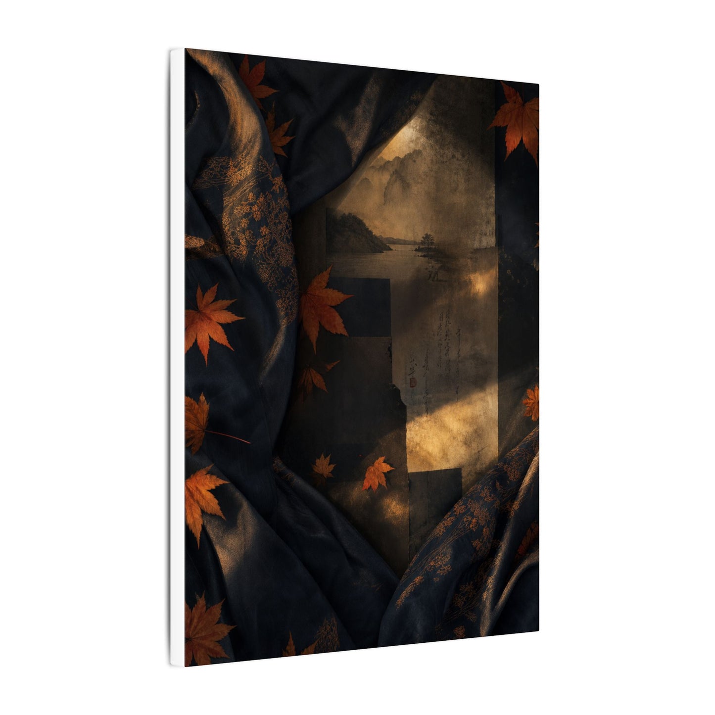 Autumn Silk Drape Shadow Zen Canvas Art | Bold Decor