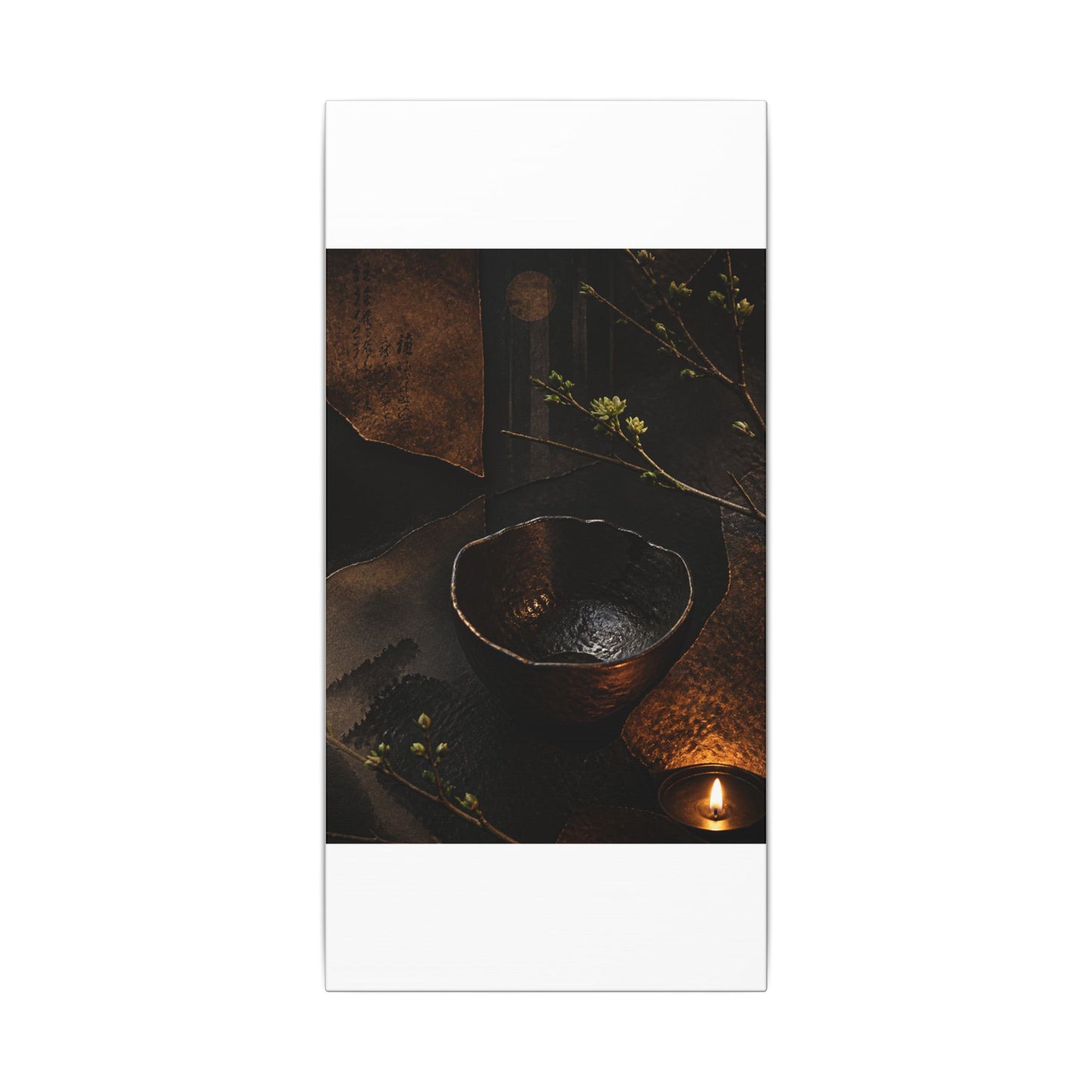 Atmospheric Ceramic Bowl Canvas Art - Shadow Zen Dark Japandi