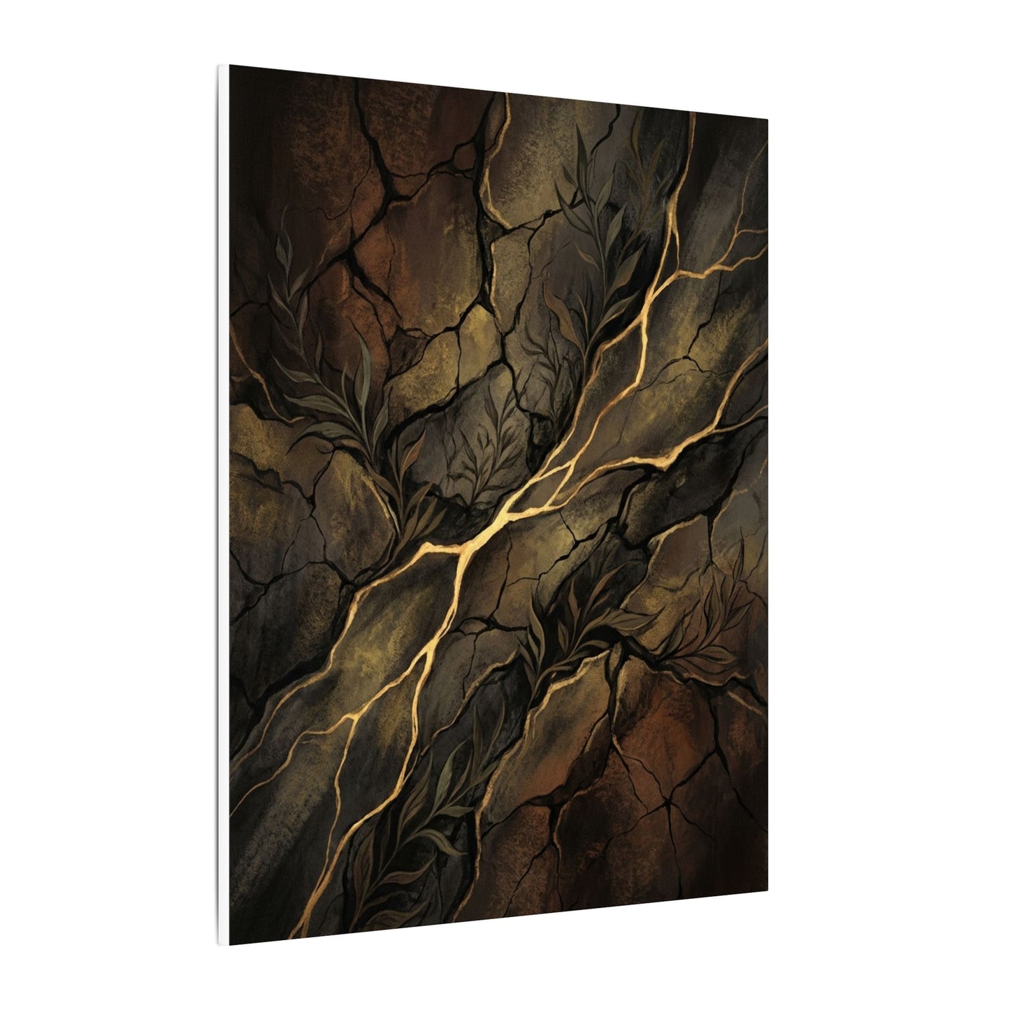Cracked Earth Charcoal Ink Canvas Art | Bold Dark Japandi Art