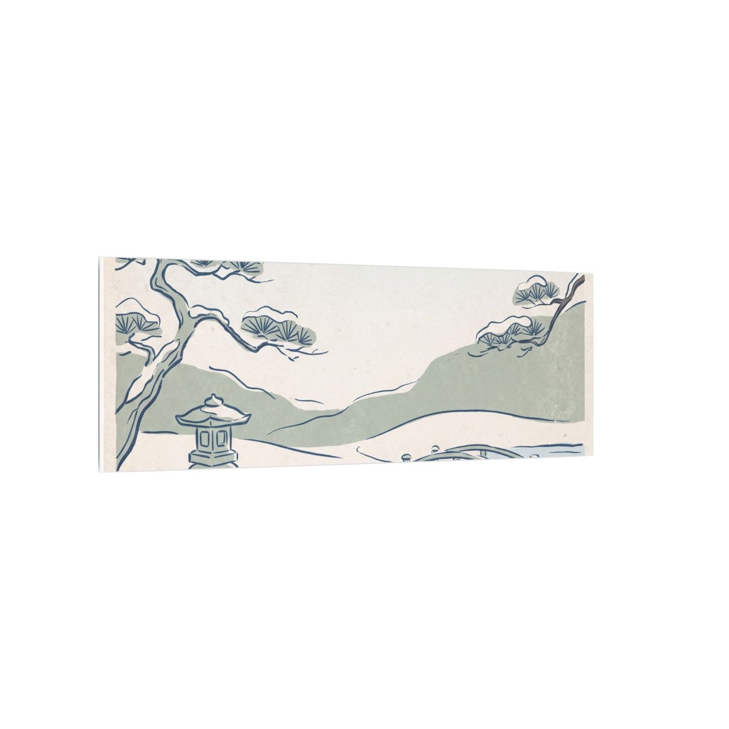 Japandi Moonlit Garden in Moonlight | Minimal Line Canvas Art