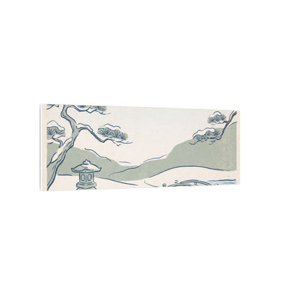 Japandi Moonlit Garden in Moonlight | Minimal Line Canvas Art