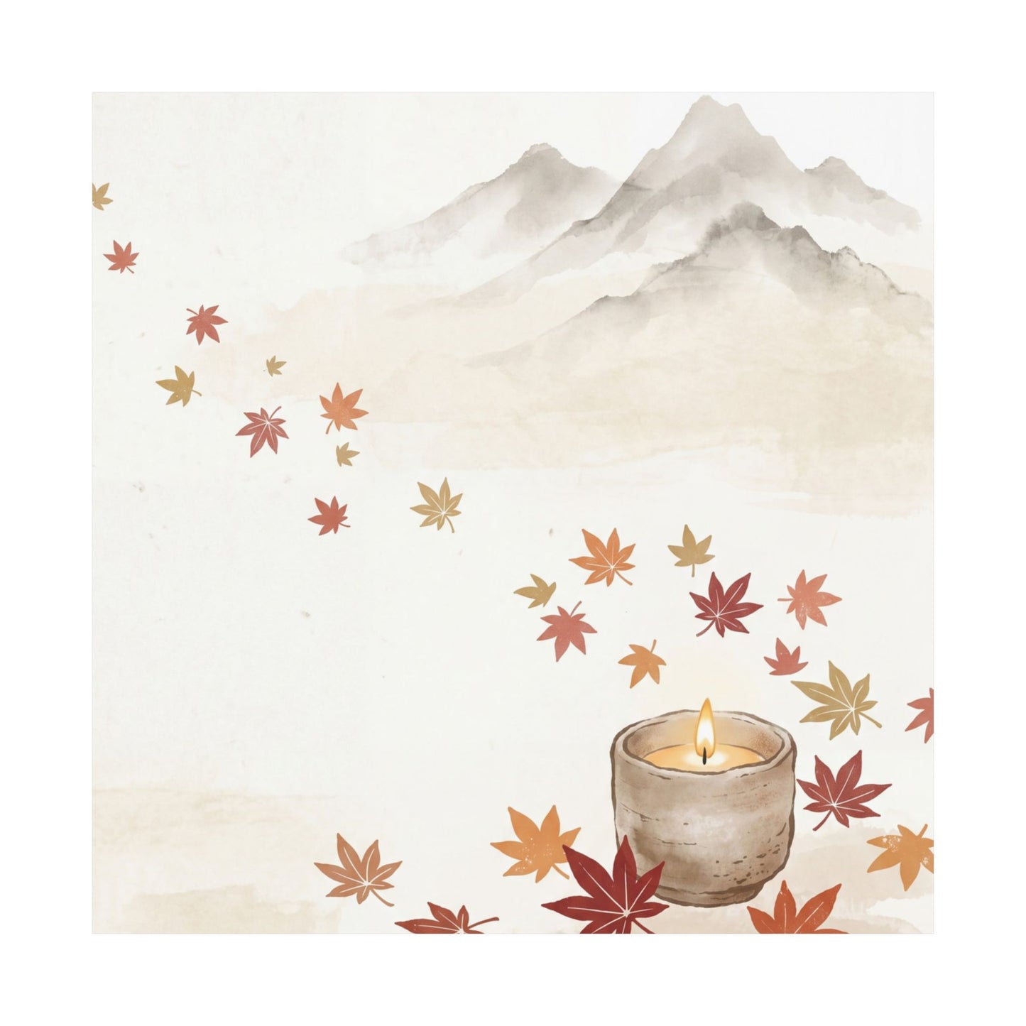 Mountain Mist Wall Art Print | Autumn Japandi Japanese Pattern Art