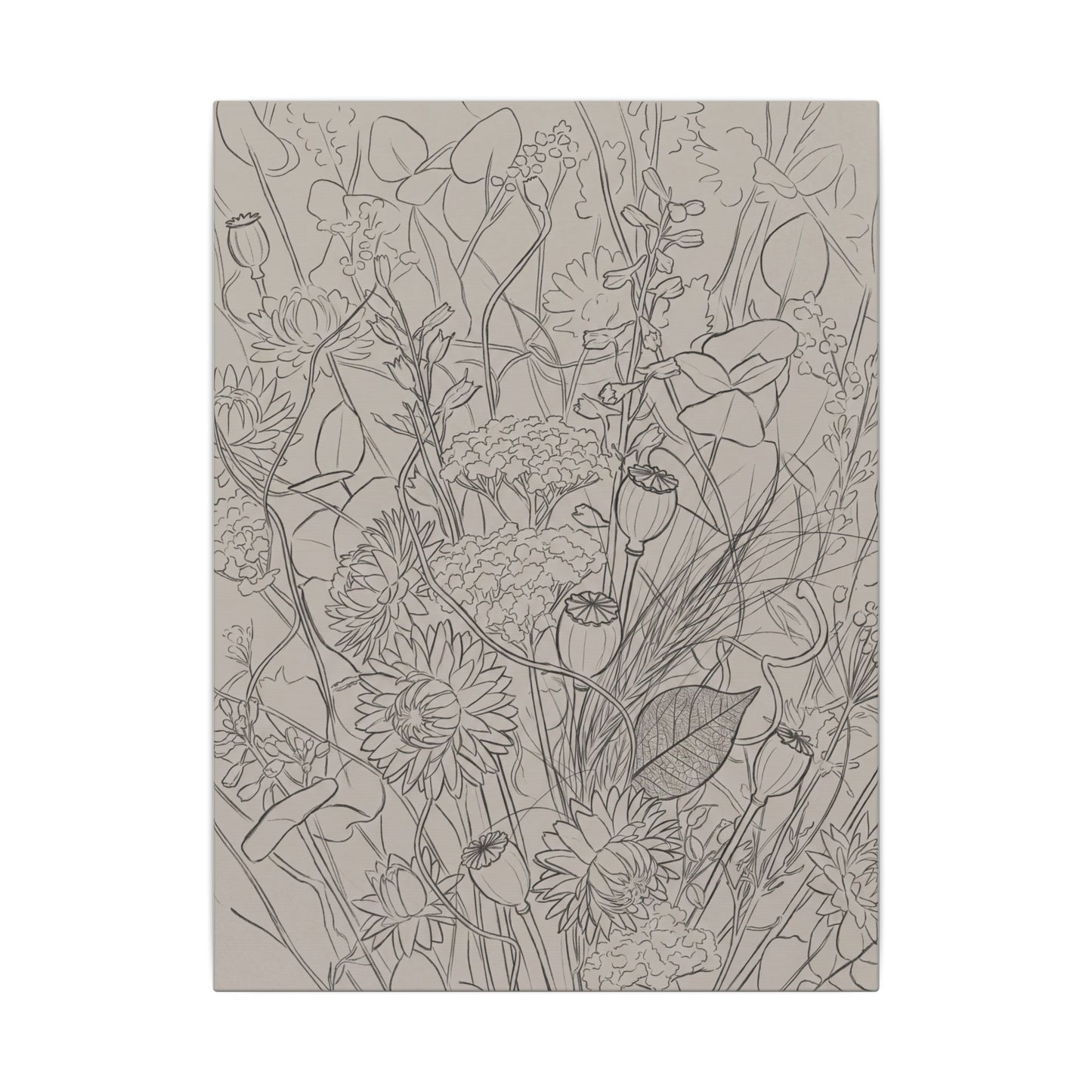 Summer Dried Flowers Minimal Line Canvas Art | Elegant Decor