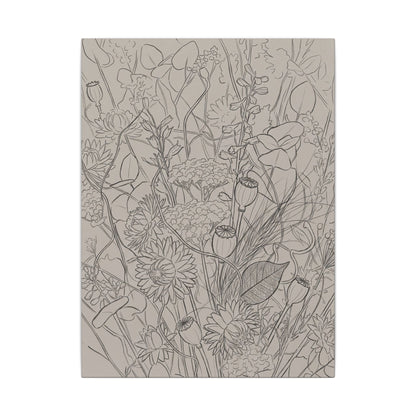 Summer Dried Flowers Minimal Line Canvas Art | Elegant Decor
