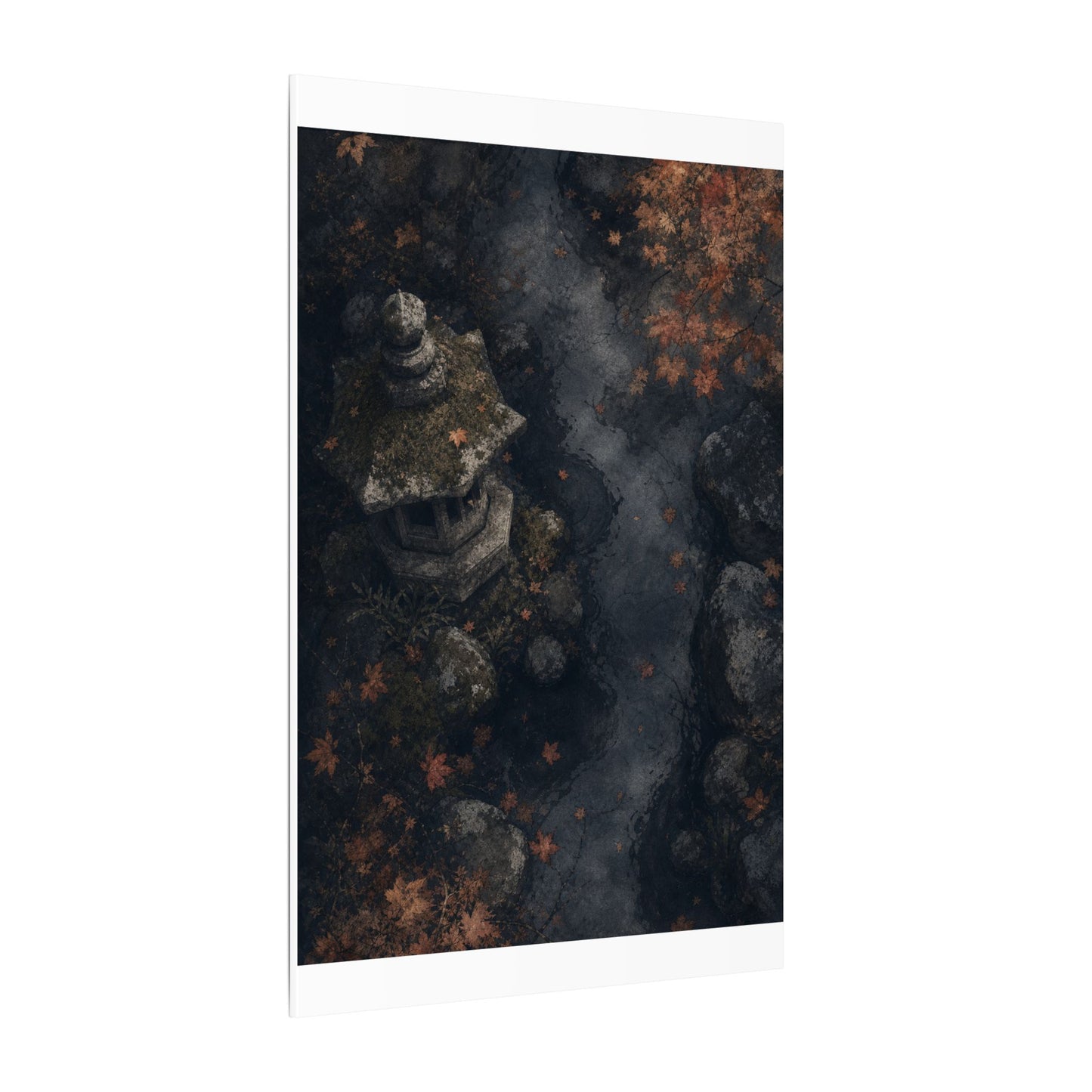 Stone Lantern Canvas Art | Autumn Japandi Texture Art