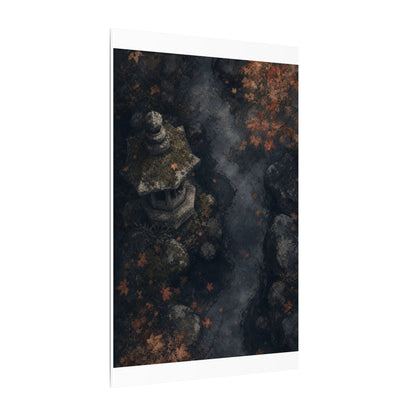 Stone Lantern Canvas Art | Autumn Japandi Texture Art