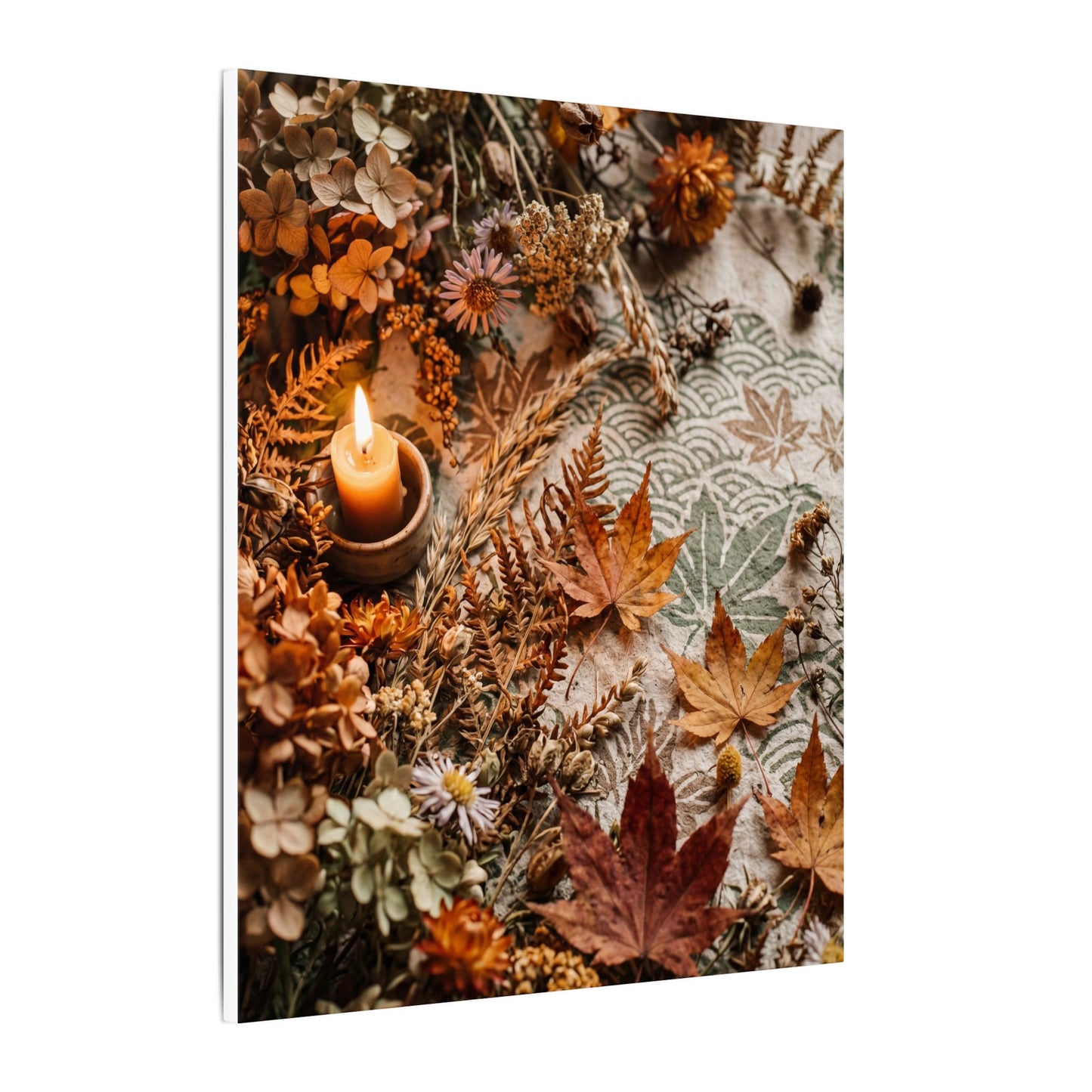 Candlelight Dried Flowers Canvas Art - Japandi Seijaku