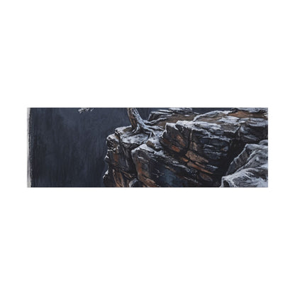 Dark Japandi Pine Tree in Dawn | Dark Texture Canvas Art