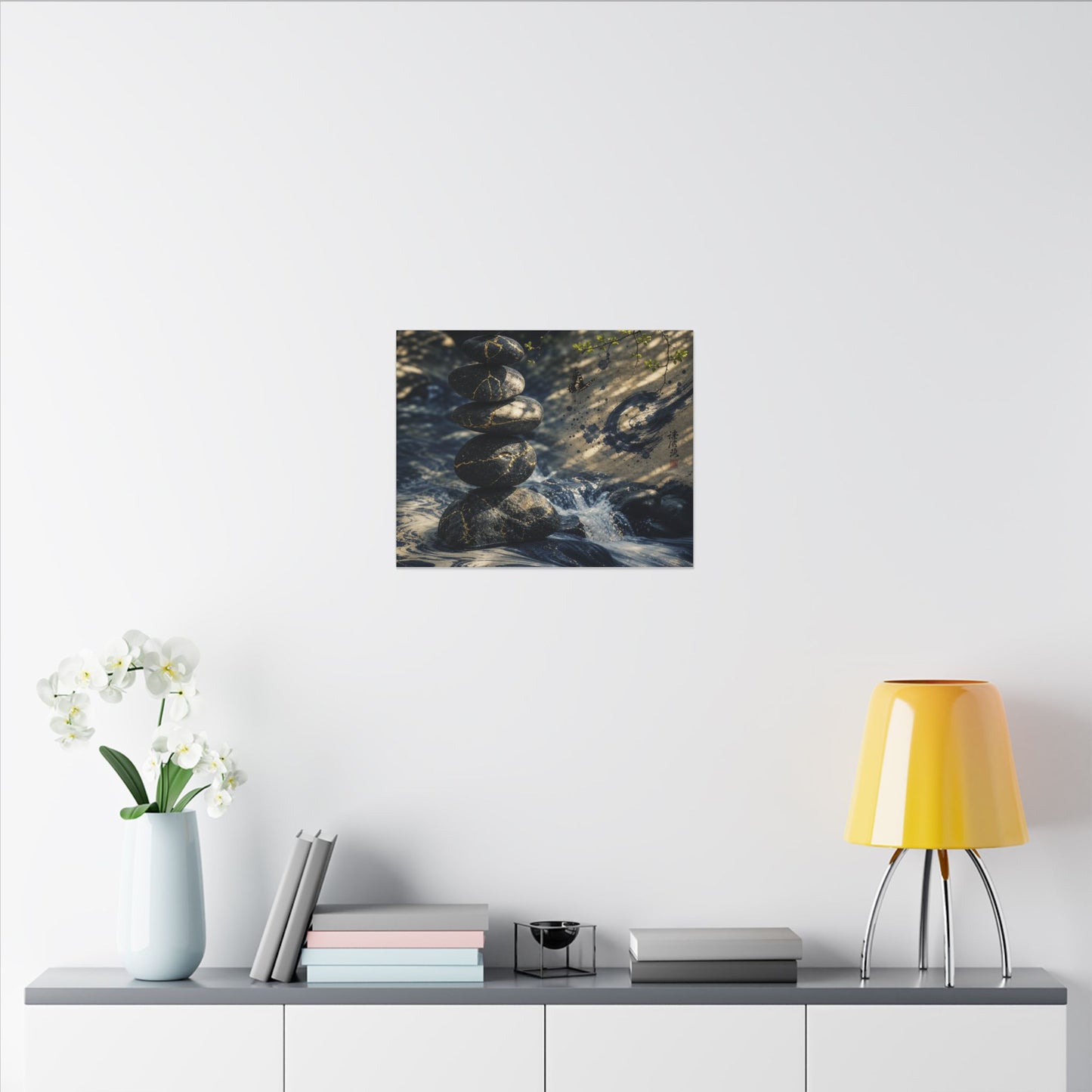 Kintsugi River Stones in Dappled | Broken Beauty Canvas Art