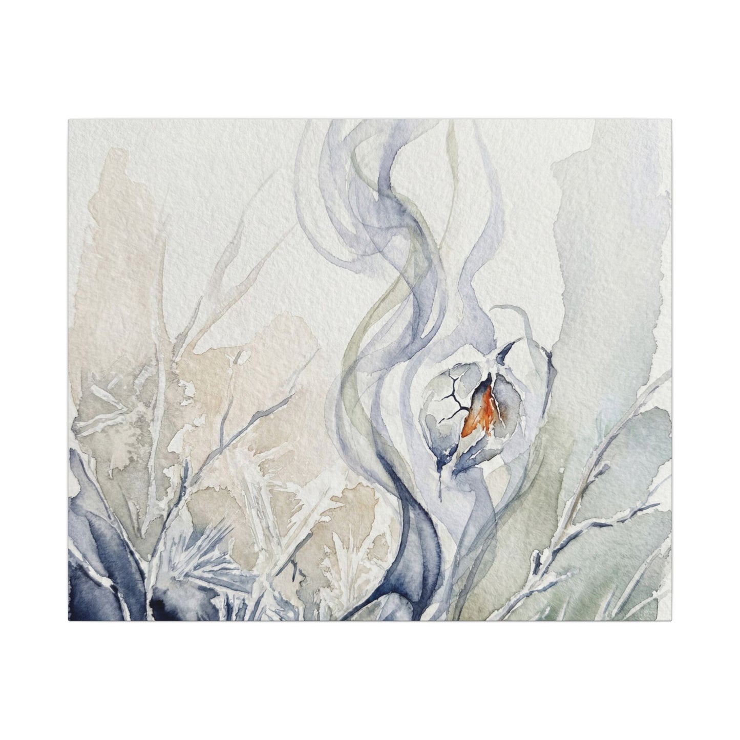 Earthy Incense Smoke Canvas Art - Watercolor Japandi