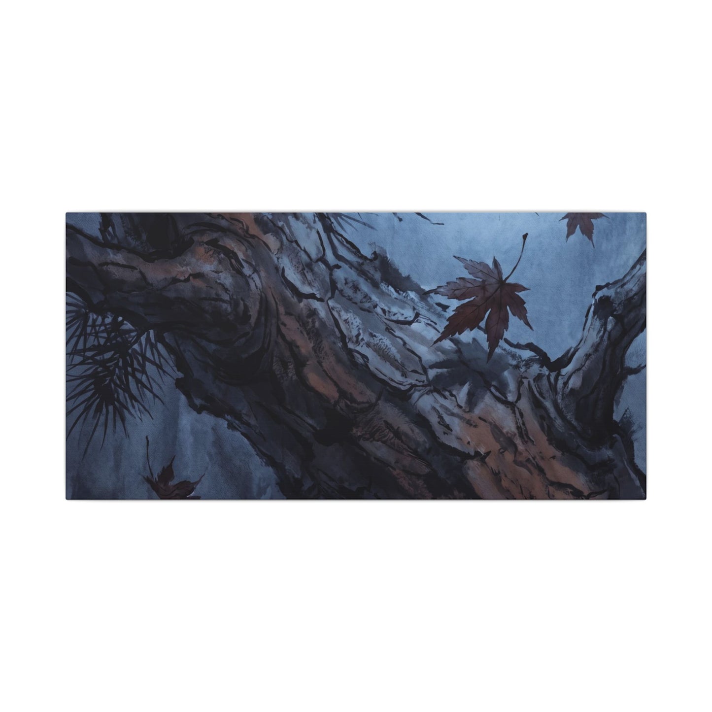 Atmospheric Pine Tree Canvas Art - Shadow Zen Dark Japandi