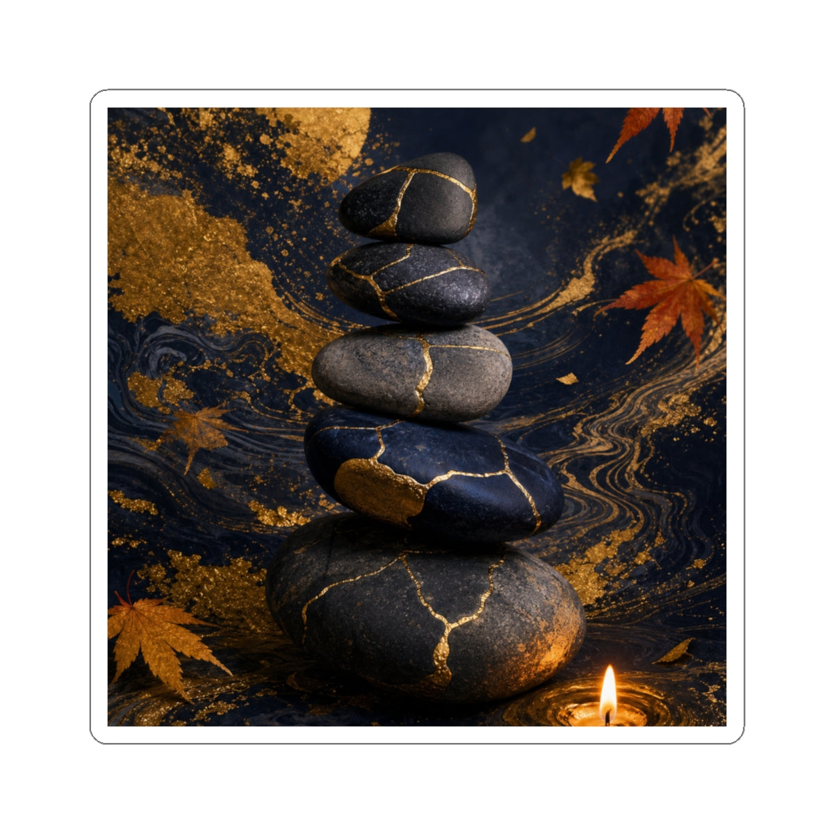 Autumn River Stones Gold Vein Sticker | Philosophical Decor