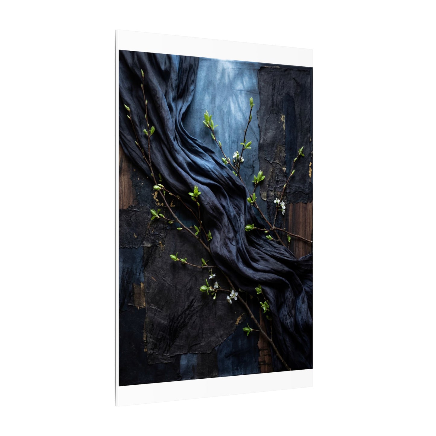 Spring Silk Drape Dark Texture Canvas Art | Atmospheric Decor