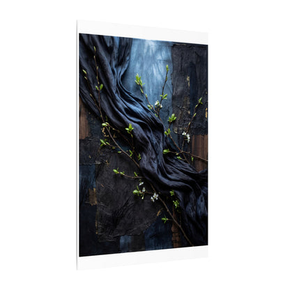 Spring Silk Drape Dark Texture Canvas Art | Atmospheric Decor