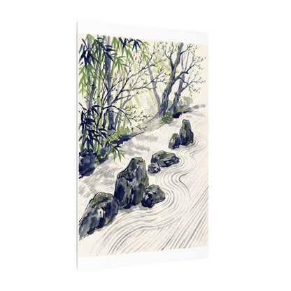Dappled Rock Garden Canvas Art - Zen Mono No Aware
