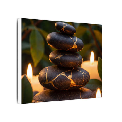 Summer River Stones Gold Vein Canvas Art | Philosophical Decor