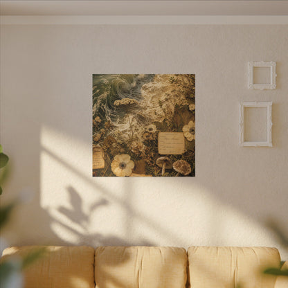 Spring Ocean Wave Herbarium Canvas Art | Nostalgic Decor