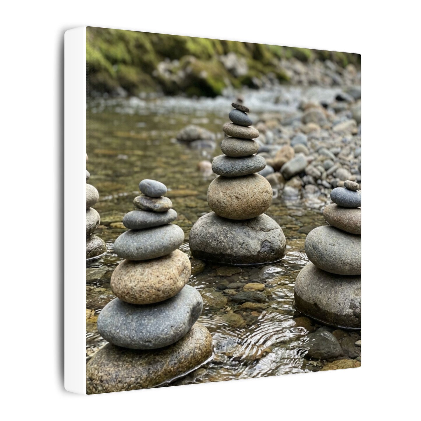 Zen River Stones in Dawn | Karesansui Canvas Art