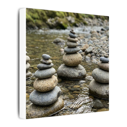Zen River Stones in Dawn | Karesansui Canvas Art