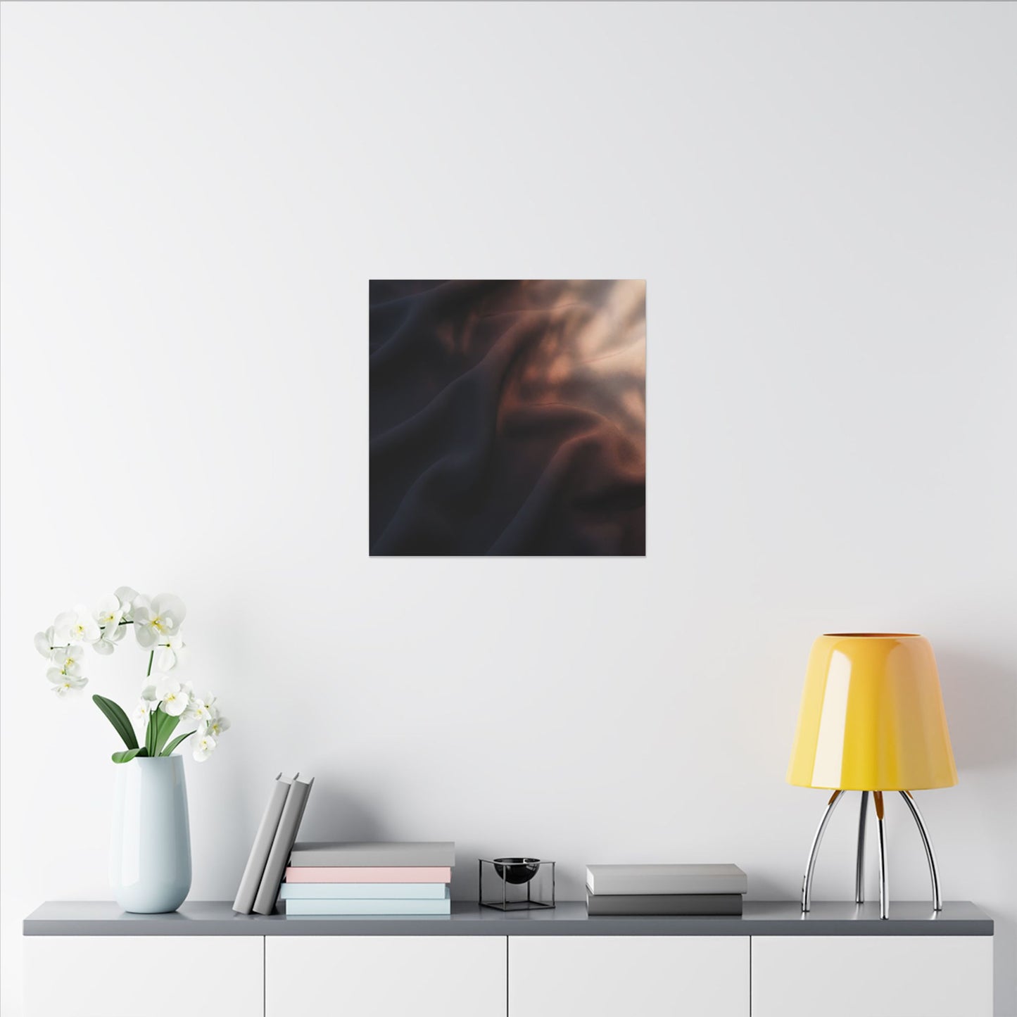 Dark Japandi Silk Drape in Dawn | Shadow Zen Canvas Art