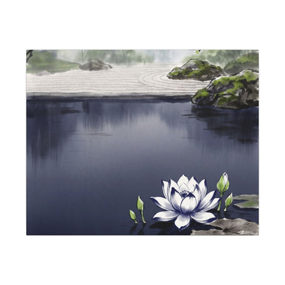 Lotus Flower Karesansui Canvas Art | Tranquil Zen Art