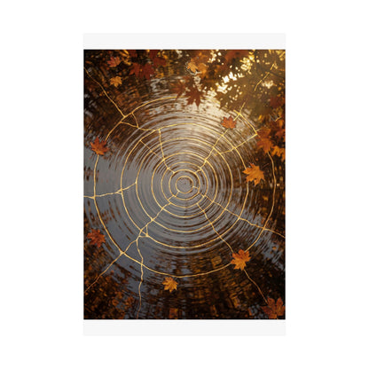 Water Ripple Autumn Wall Art Print | Kintsugi Resilient Design