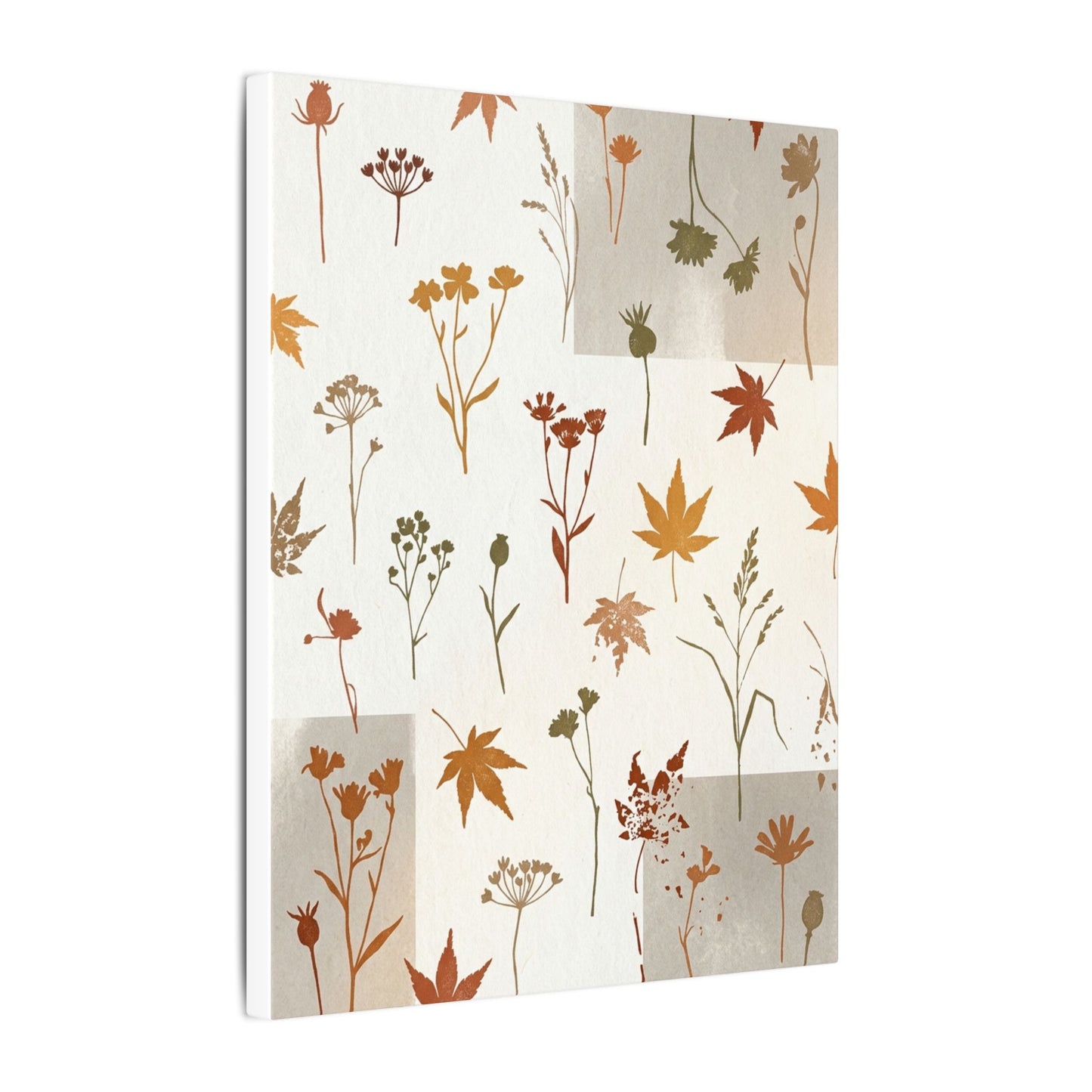 Autumn Dried Flowers Japanese Pattern Canvas Art | Elegant Decor