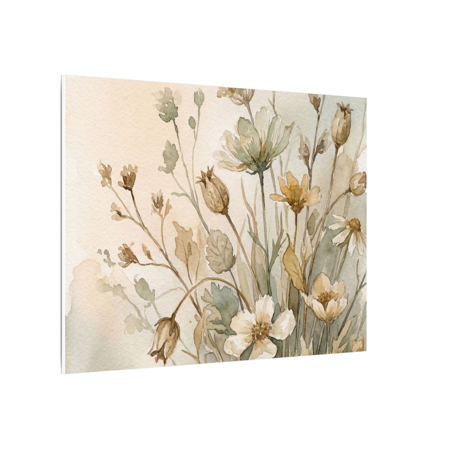 Summer Dried Flowers Watercolor Canvas Art | Elegant Decor Art Print