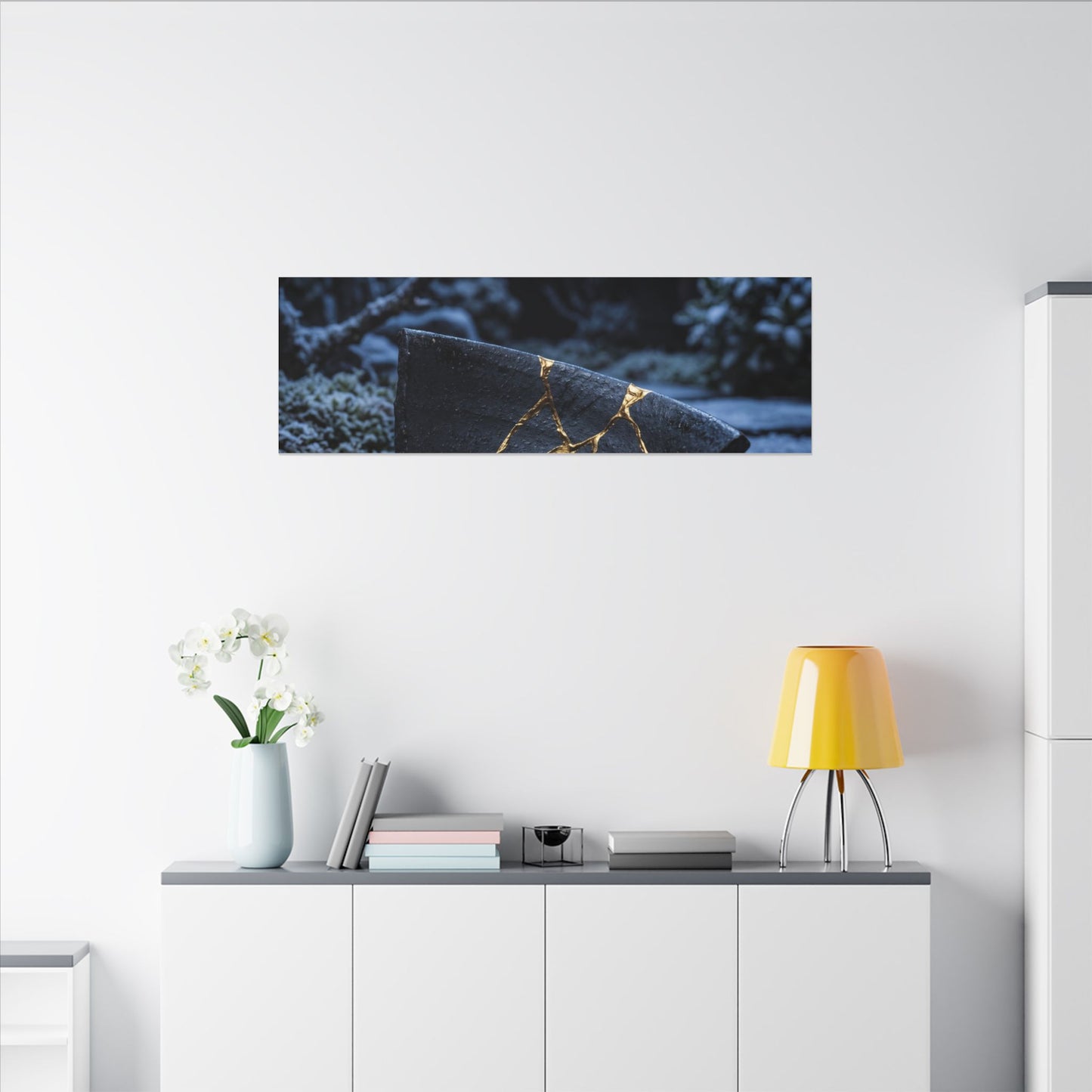 Moonlit Garden Winter Canvas Art | Kintsugi Artful Design