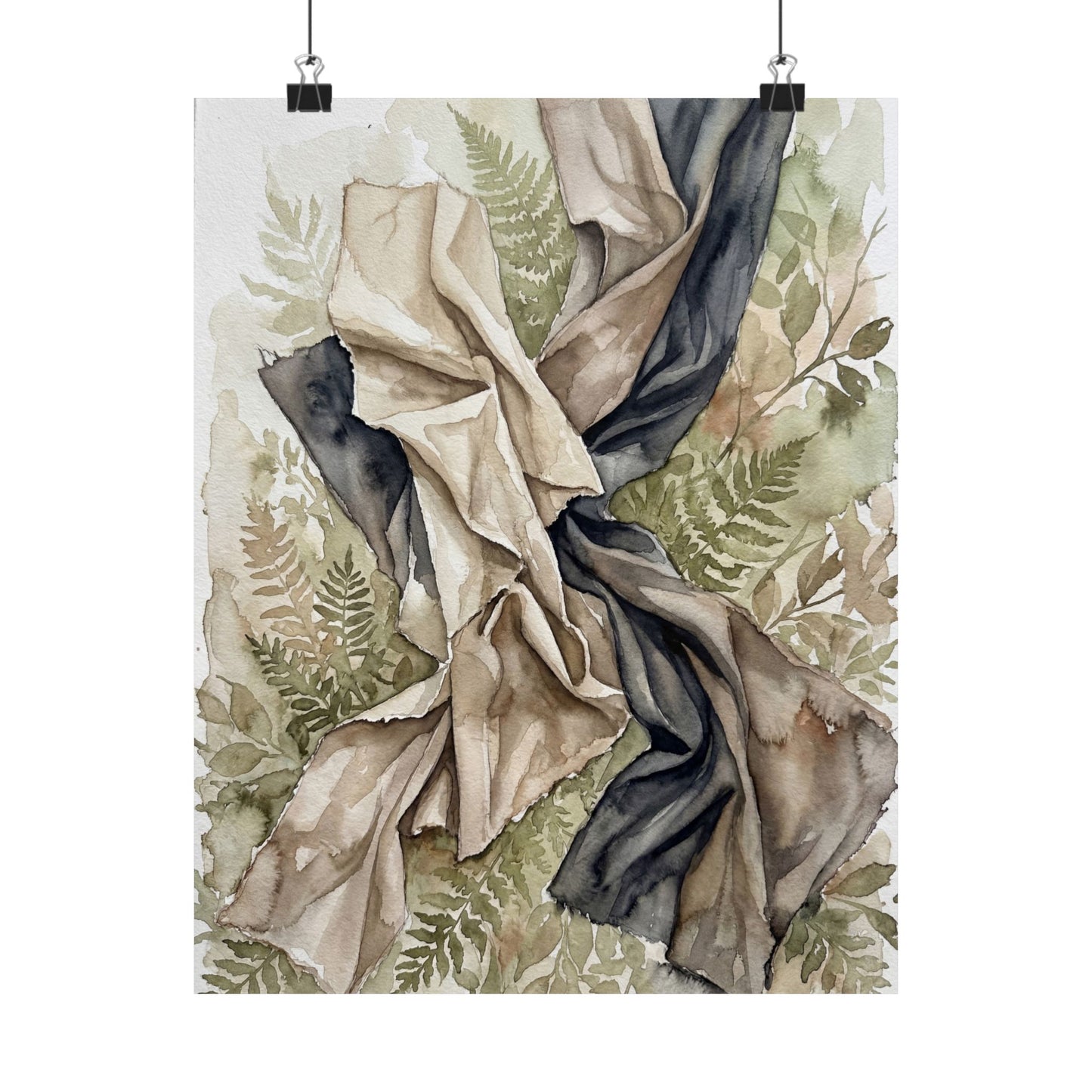 Kanso Silk Drape Wall Art Print - Japandi Watercolor Art Print