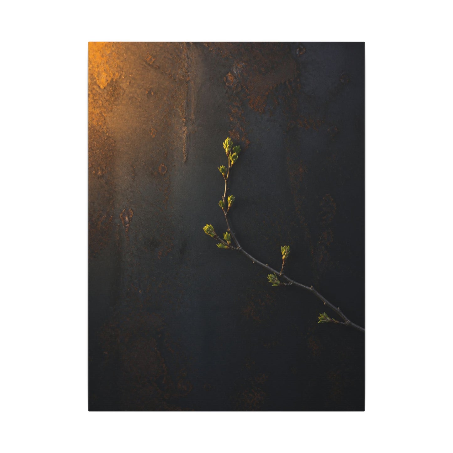 Dark Japandi Rust Patina in Golden Hour | Moody Minimal Canvas Art