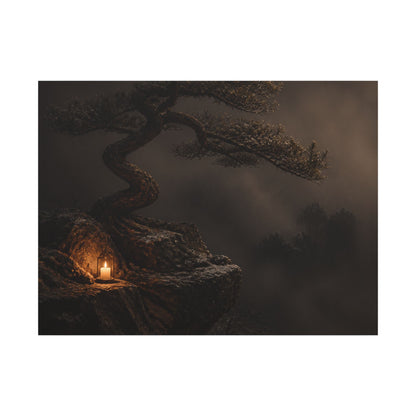 Pine Tree Shadow Zen Canvas Art | Luxurious Dark Japandi Art