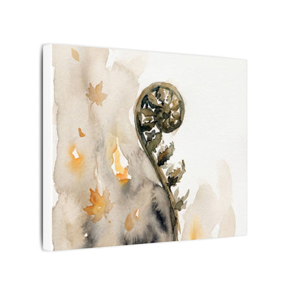 Fern Unfurling Watercolor Canvas Art | Earthy Japandi Art