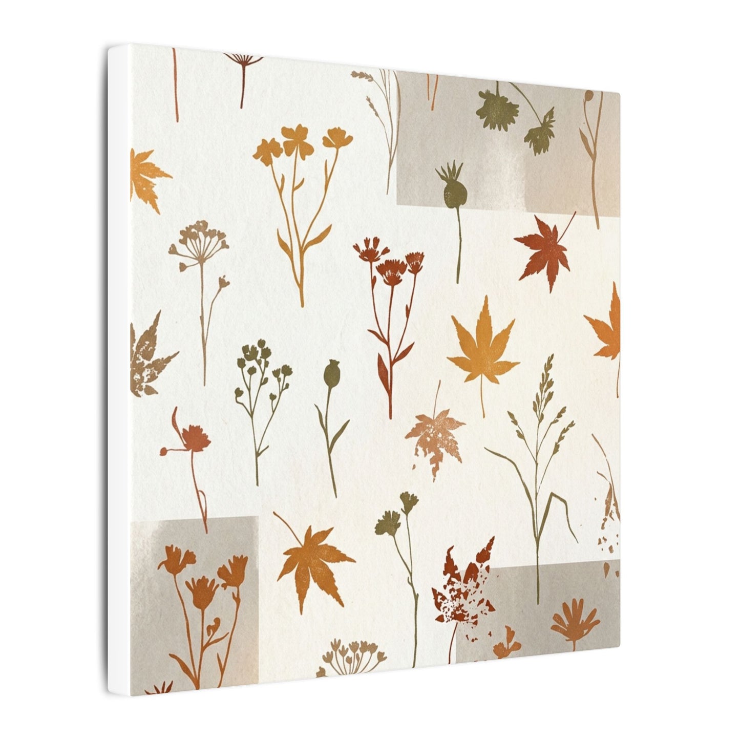 Autumn Dried Flowers Japanese Pattern Canvas Art | Elegant Decor