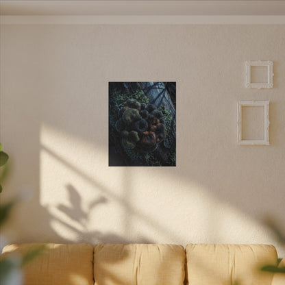 Wild Mushrooms Moody Minimal Canvas Art | Moody Dark Japandi Art