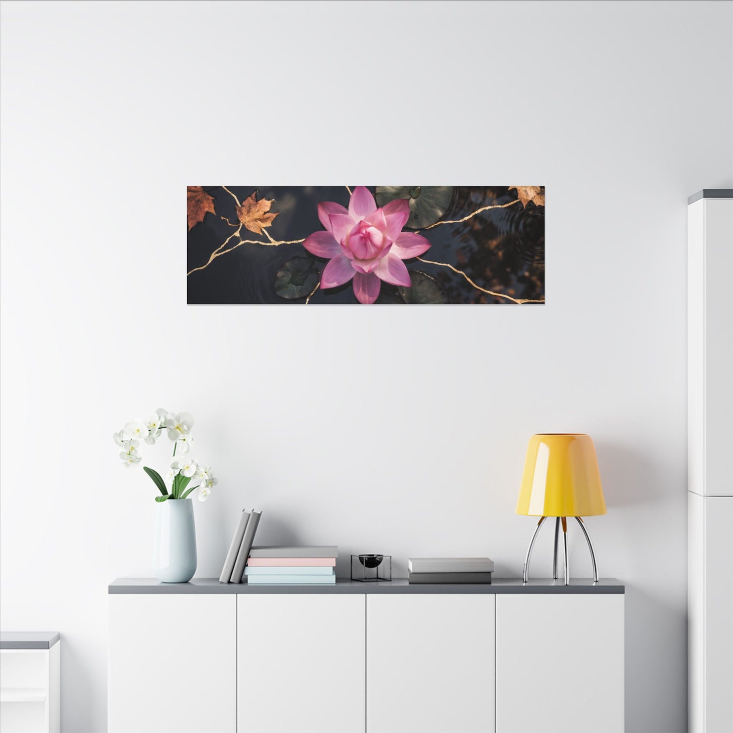 Ma Lotus Flower Canvas Art - Kintsugi Gold Vein