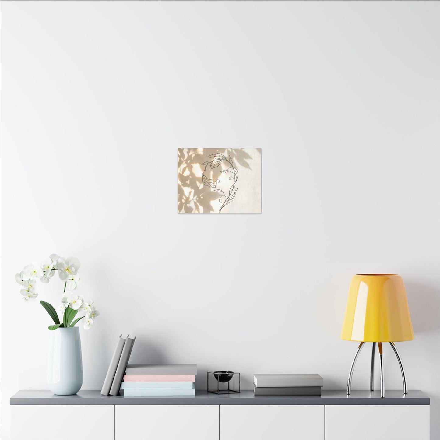 Warm Shoji Screen Canvas Art - Minimal Line Japandi