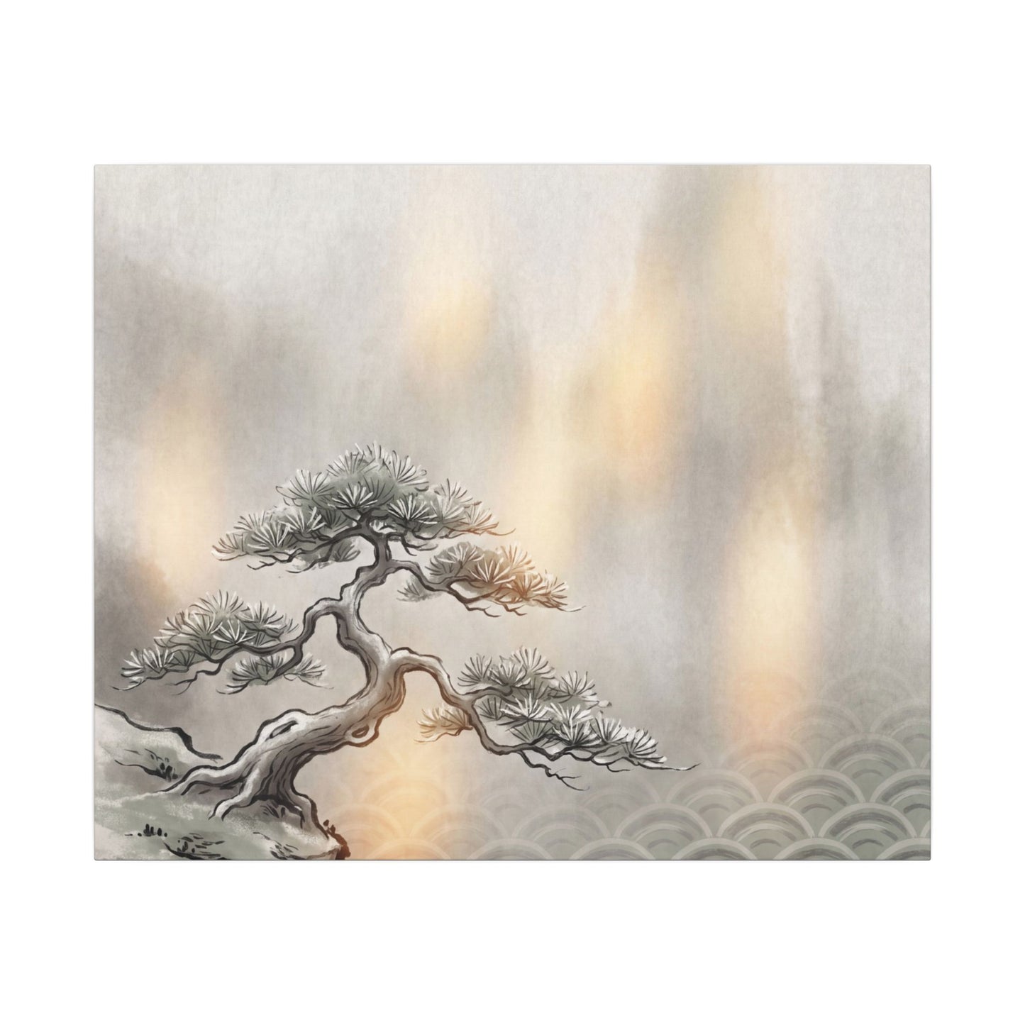 Pine Tree Canvas Art | Winter Japandi Japanese Pattern Art