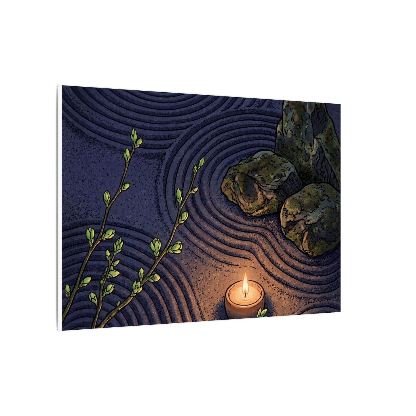 Mono No Aware Rock Garden Canvas Art - Zen Ukiyo E Inspired