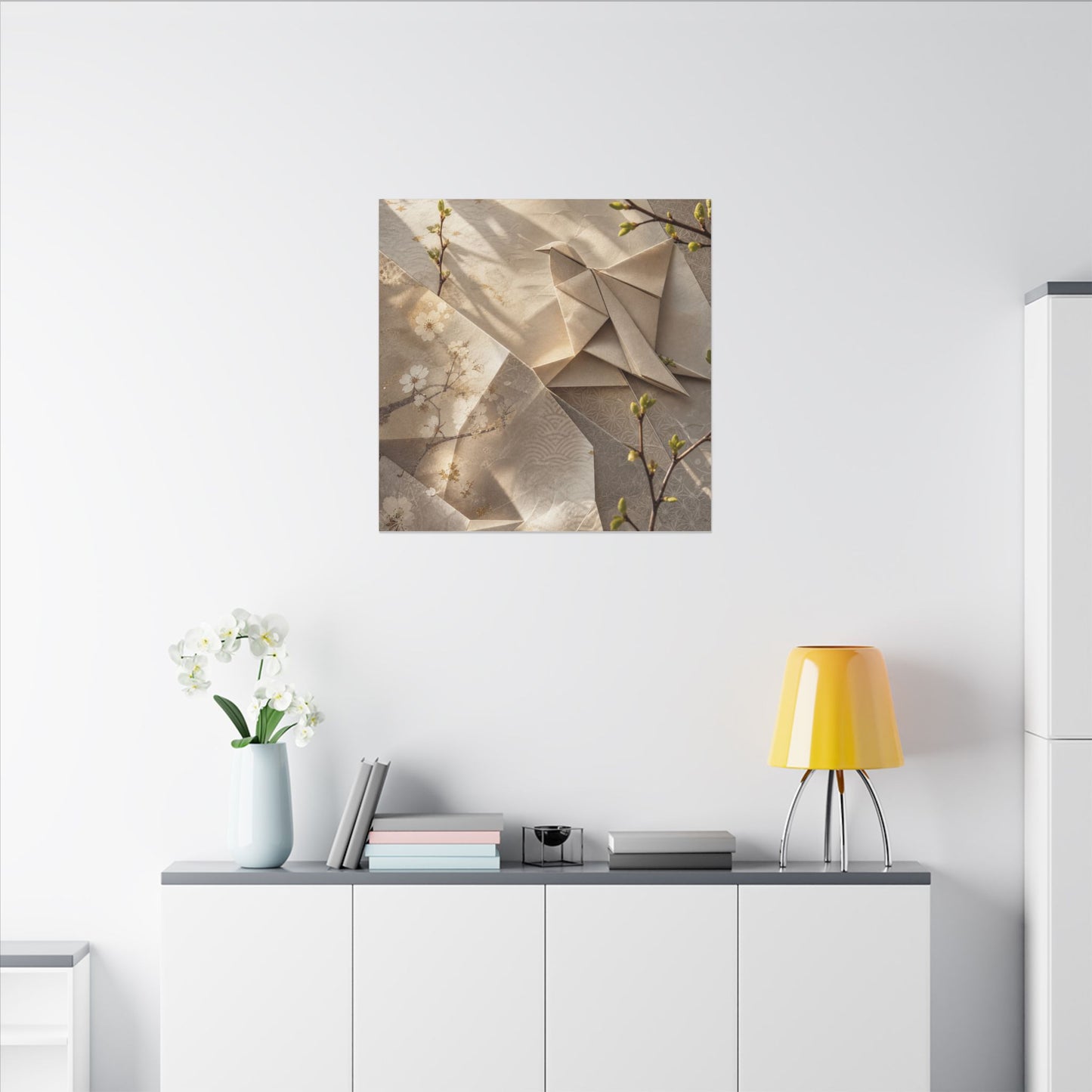 Golden Hour Paper Fold Canvas Art - Japandi Fukinsei